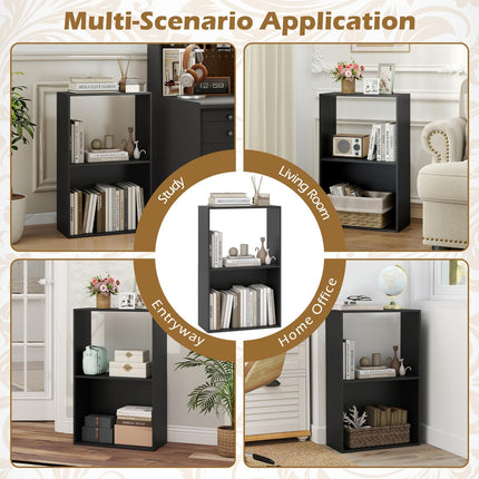 Dreamade 3-Tier Bookshelf | 2-Cube Bookcase w/Open Storage Compartment (1/2)