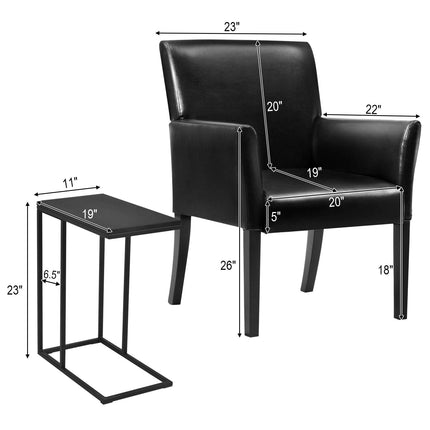 Dreamade Reception Guest Chairs and C-Shaped End Table 3Pcs Set