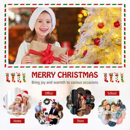 Dreamade 4.5ft Pre-Lit Snow Flocked Christmas Tree, Artificial Hinged Full Xmas Tree with 279 PVC & Pine Needles