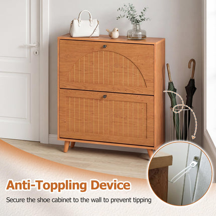 Dreamade Shoe Storage Cabinet with 2 Flip Drawers