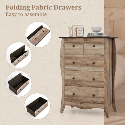 Dreamade Storage Cabinet with Foldable & Detachable Fabric Drawers, Anti-Tipping Kit, 26.5” x 15” x 38” Farmhouse Floor Cabinet