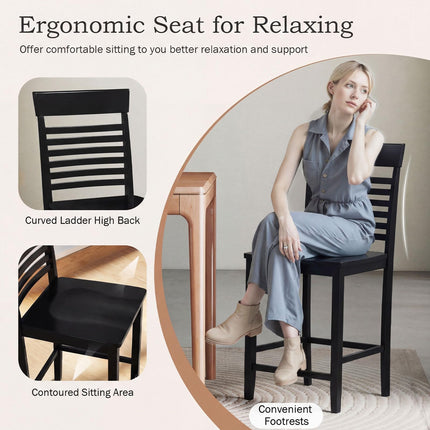 Dreamade Dining Chair Set of 2/4 with Footrests and Solid Wood Frame