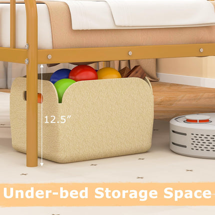 Dreamade Metal Twin Bed Frames for Kids, Heavy Duty Metal Platform Bed Frame with Headboard & Safety Guardrails
