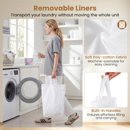 Dreamade Laundry Hamper Sorter 3 Section with Lid