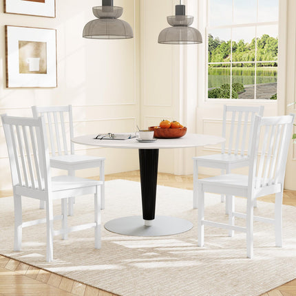 Dreamade Wooden Dining Chairs Set of 2/4-100% Solid Rubber Wood Kitchen Chair with Curved Backrest