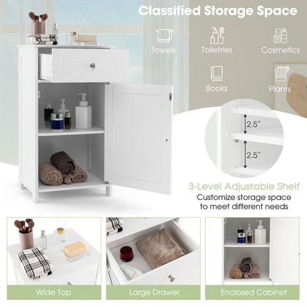 Dreamade Floor Bathroom Storage Cabinet Freestanding Cabinet with Drawer
