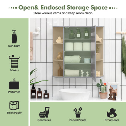 Dreamade Mirrored Bathroom Medicine Cabinet - Wall Mounted Bathroom Hanging Cabinet with Single Door