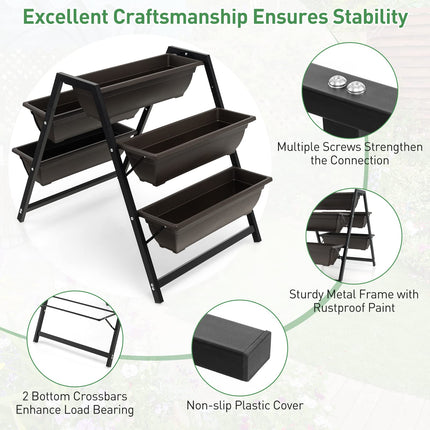 Dreamade Set of 2 Vertical Raised Garden Bed, 5 Planter Boxes Container w/ Drainage Holes