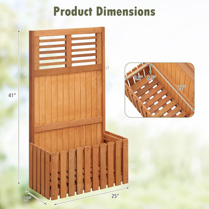 Dreamade Set of 1/2 Raised Garden Bed with Trellis, 41” Wooden Potted Plant Box w/Privacy Screen
