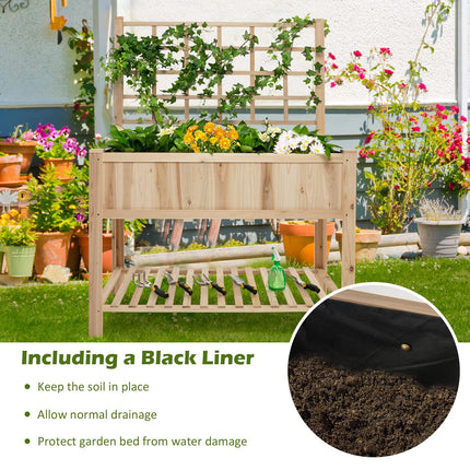 Dreamade Wood Planter with Trellis, Standing Raised Garden Bed