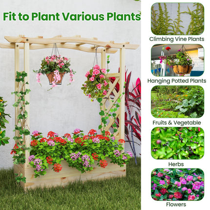Dreamade Raised Garden Bed with Sided Trellis & Hanging Roof, Wood Planter Box, 44”x14”x45” (L x W x H)