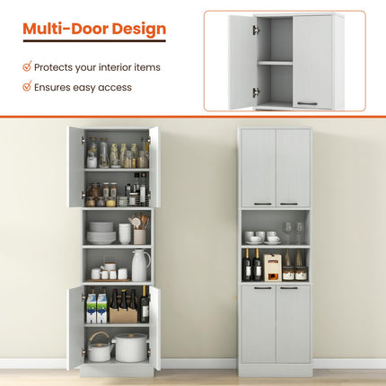Dreamade Kitchen Pantry Cabinet, 75” Tall Freestanding Cupboard with Doors & Shelves