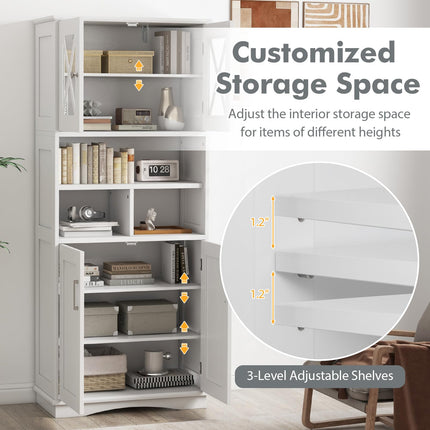 Dreamade 57" Tall Bathroom Cabinet, Storage Cabinet with Acrylic Doors & Adjustable Shelves