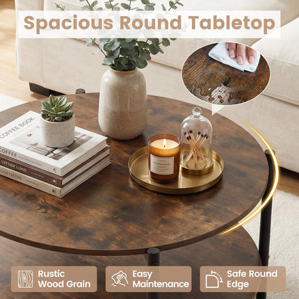 Dreamade 33.5" Small Center Table with Open Storage Shelf and Heavy-Duty Metal Frame