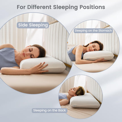 Dreamade Charcoal Memory Foam Pillow 2 Pack, 3D Cutting Ventilated Pillows with Washable Cover, Back & Side Sleeper Pillows