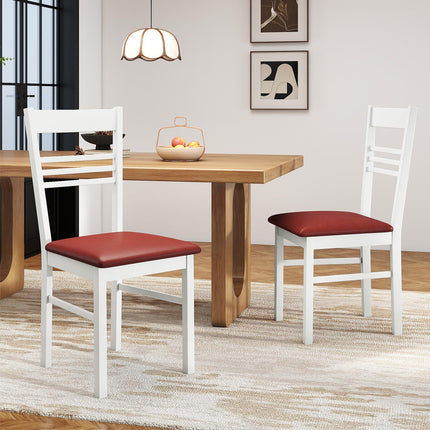 Dreamade Wooden Dining Chairs Set of 2/4 Armless Kitchen Chairs w/Slat Backrest