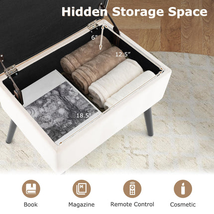 Dreamade 20" Ottoman with Storage - Set of 1/2 Makeup Vanity Bench with Flip Top Storage