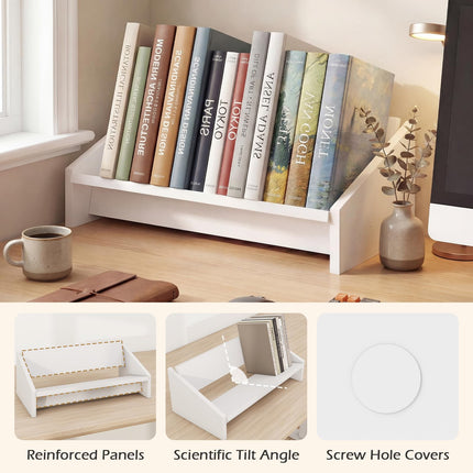 Dreamade Wood Desktop Bookshelf Tilting Tabletop Bookcase