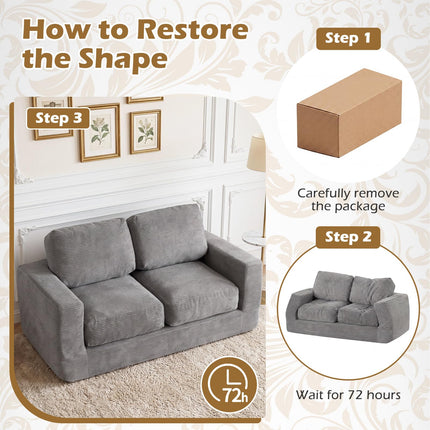 Dreamade 2-Seater Floor Couch with Removable Corduroy Cover