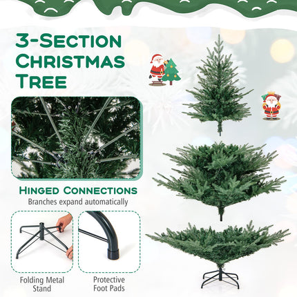 Dreamade 6FT / 7FT Pre-Lit Artificial Christmas Tree with PVC & PE Mixed Branch Tips