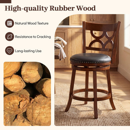Dreamade Swivel Bar Stools Set of 2/4 with Upholstered Seat