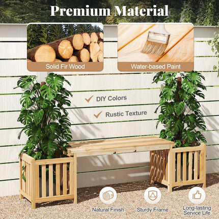 Dreamade 2-in-1 Outdoor Bench with 2 Raised Garden Beds