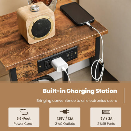 Dreamade Nightstand Set of 2 with Charging Station