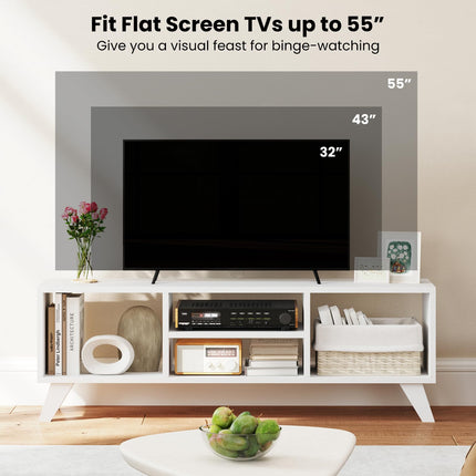 Dreamade TV Stand for TVs up to 55", 4-Cubby Entertainment Center