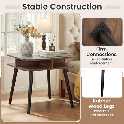 Dreamade 2-Tier Faux Marble End Table Set of 1/2