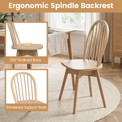 Dreamade Windsor Dining Chairs Set of 2/4 Farmhouse Swivel Kitchen Chairs with Spindle Back