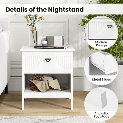 Dreamade Modern Nightstand with Drawer for Bedroom Small Place