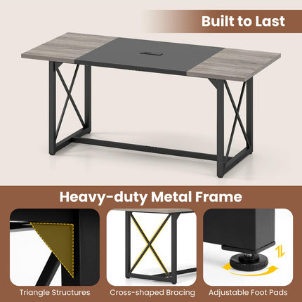 Dreamade 6FT Large Rectangle Conference Table with Power Outlets (1/2)