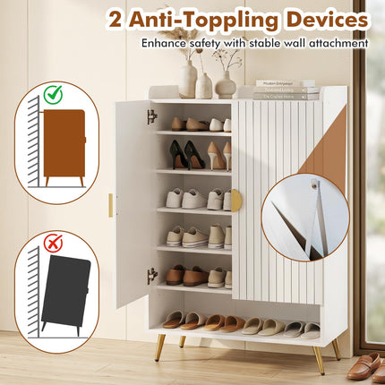 Dreamade 7-Tier Wooden Shoe Storage Cabinet w/Doors