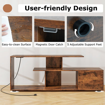 Dreamade TV Stand with Power Outlet for TVs up to 55 Inch, Entertainment Center with Storage Cabinet & Open Shelves
