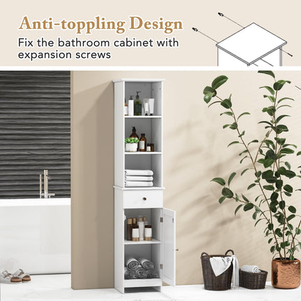 Dreamade Narrow Floor Storage Cabinet with Adjustable Shelves