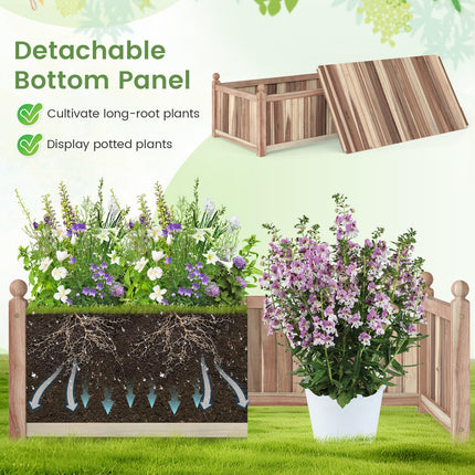 Dreamade Wooden Raised Garden Bed Natural Acacia Wood Rectangular Planter Box with Liner