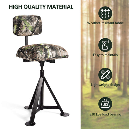 DREAMADE Hunting Chair, 360° Swivel Deer Blind Chair with Padded Seat