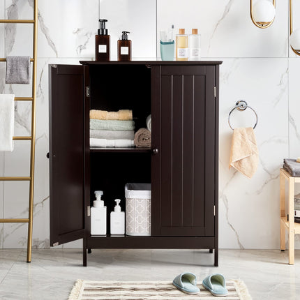Dreamade Storage Cabinet with Doors and Shelves - Freestanding Storage Organizer with Anti-Tipping Device