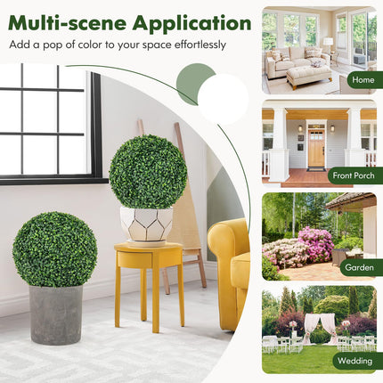 Dreamade 2 PCS 16 Inch Artificial Plant Topiary Ball, Round Faux Boxwood Balls Outdoor, Wedding and Home Décor