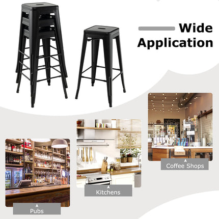 Dreamade Metal Backless Bar Stools Set of 4, 30" Bar Height Modern Industrial Barstools w/Cut-out Handle
