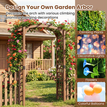 Dreamade 7.5FT Wood Garden Arbor Trellis for Climbing Plants