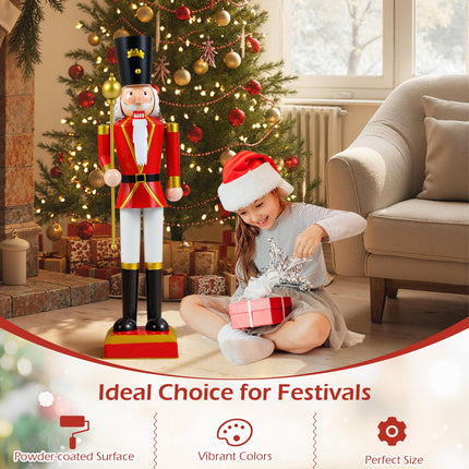 Dreamade 32.5 Inch Christmas Nutcracker with High Hat and Beautiful Scepter
