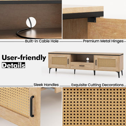 Dreamade TV Stand for TV up to 65 Inches, Entertainment Center with 2 Cabinets