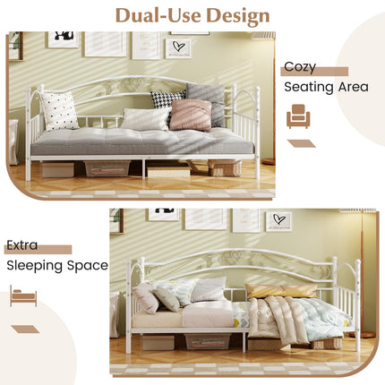 Dreamade Modern Sofa Day Bed with Stylish Headboard & 12 Metal Slats Support