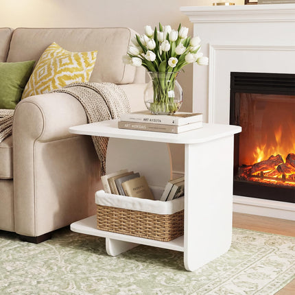 Dreamade 2-Tier End Table with Open Storage Shelf