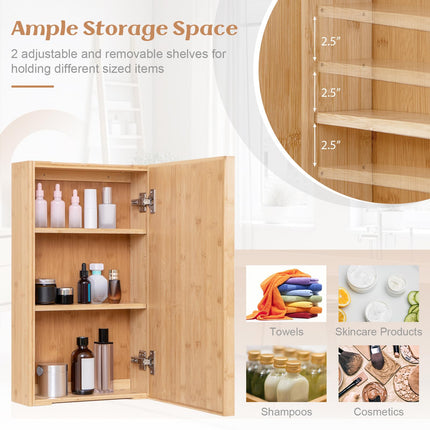 Dreamade Medicine Cabinet Mirror, Bathroom Wall Cabinet with Reversible Single Door, 2 Adjustable Shelves