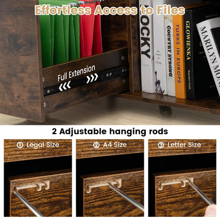 Dreamade 3 Drawer File Cabinet, Office Storage Cabinet Fits Files Letter, A4, Legal Size