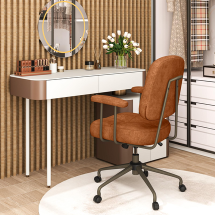 Dreamade Mid Century Modren Office Chair, Fuax Leather Desk Chair w/Armrest & Mid Back