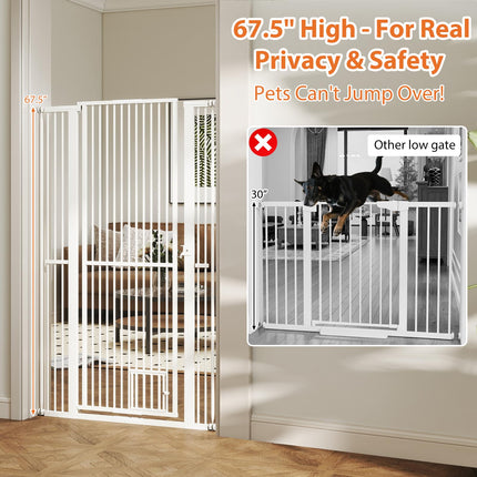 Dreamade 67.5" Extra Tall Pet Gate Heavy-Duty Metal Cat Gate with 30.5"-41" Wide Opening