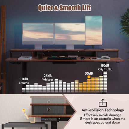 Dreamade Electric Standing Desk with 2 Drawers, 63" x 24"
